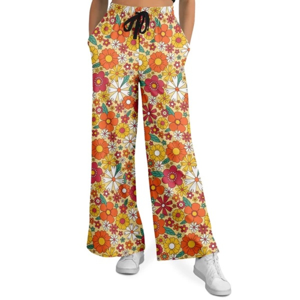 Trixie Mattel Floral Wide-Leg Joggers Pants 70s Medium